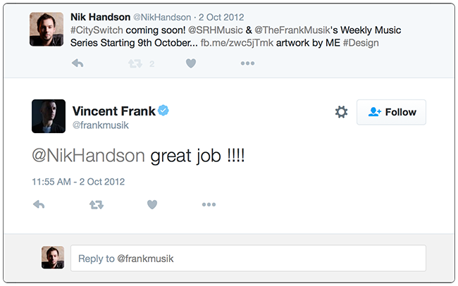 FrankMusik Twitter Feedback